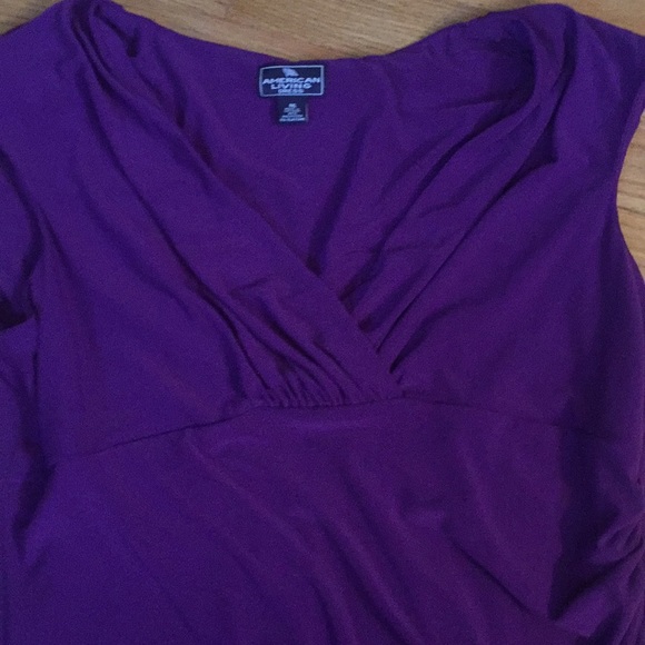American living 16 dress purple cap sleeve ruched - Picture 3 of 5